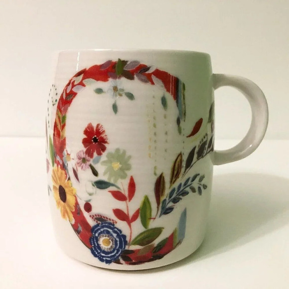 Anthropologie Starla M Halfmann Petal Monogram Letter C Initial Mug - Picture 6 of 12